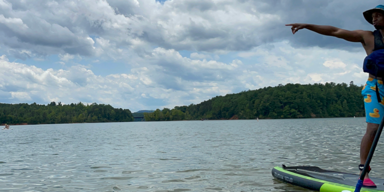 DeVonte on a stand up paddleboard