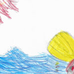 sketch of fish in water and sun