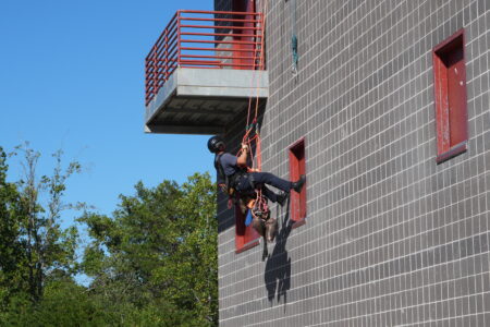 Fire fighter repelling building