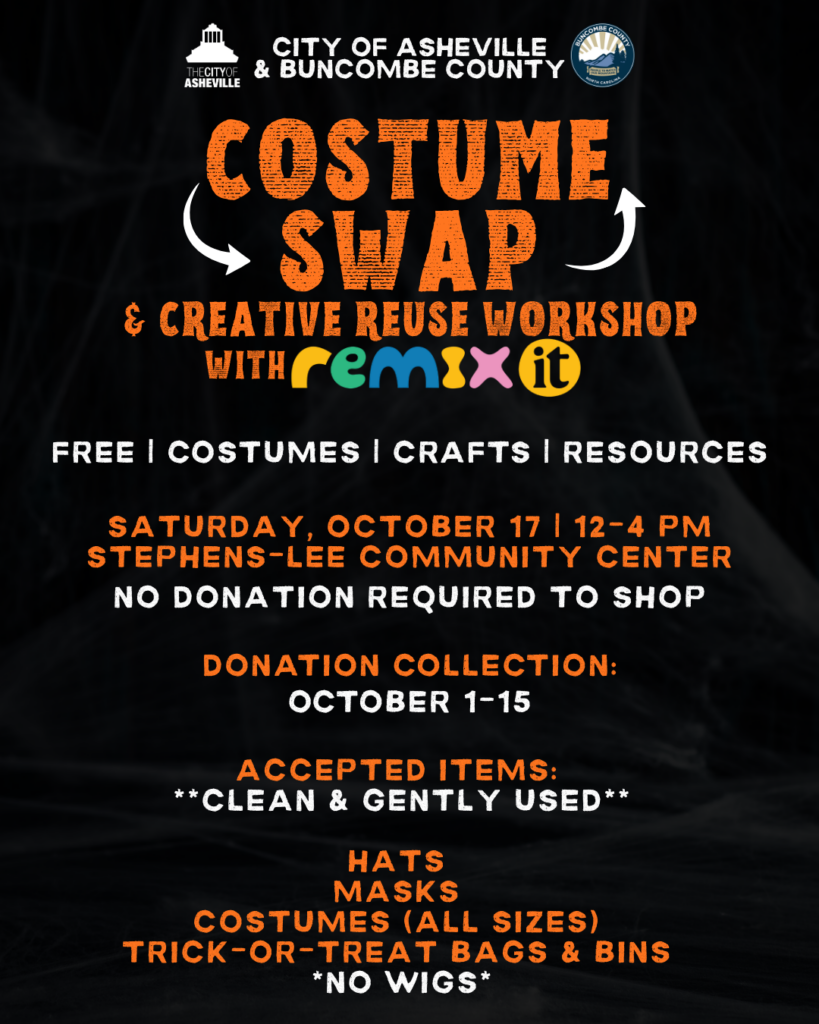 poster providing details of Oct. 17, 2026 Costume Swap and Creative Reuse Workshop